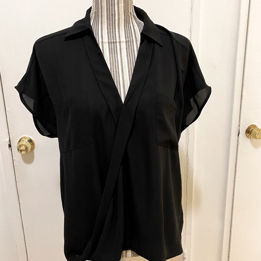 Black Collared Silk Blouse